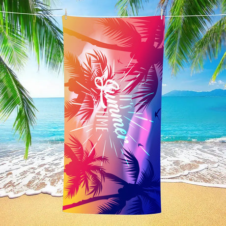 Colorful Tropical Coconut Tree Print Beach Towel | PRUSES - PRUSES