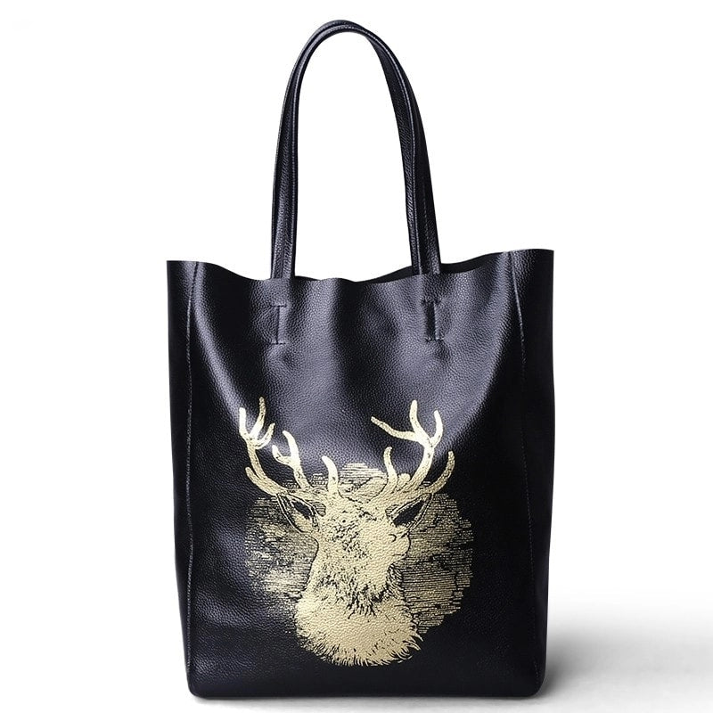 deer_floral_black_genuine_leather_tote_bag_shoulder_bags_for_women_1
