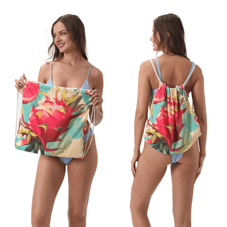 Dragon Fruit Drawstring beach towel | PRUSES - PRUSES