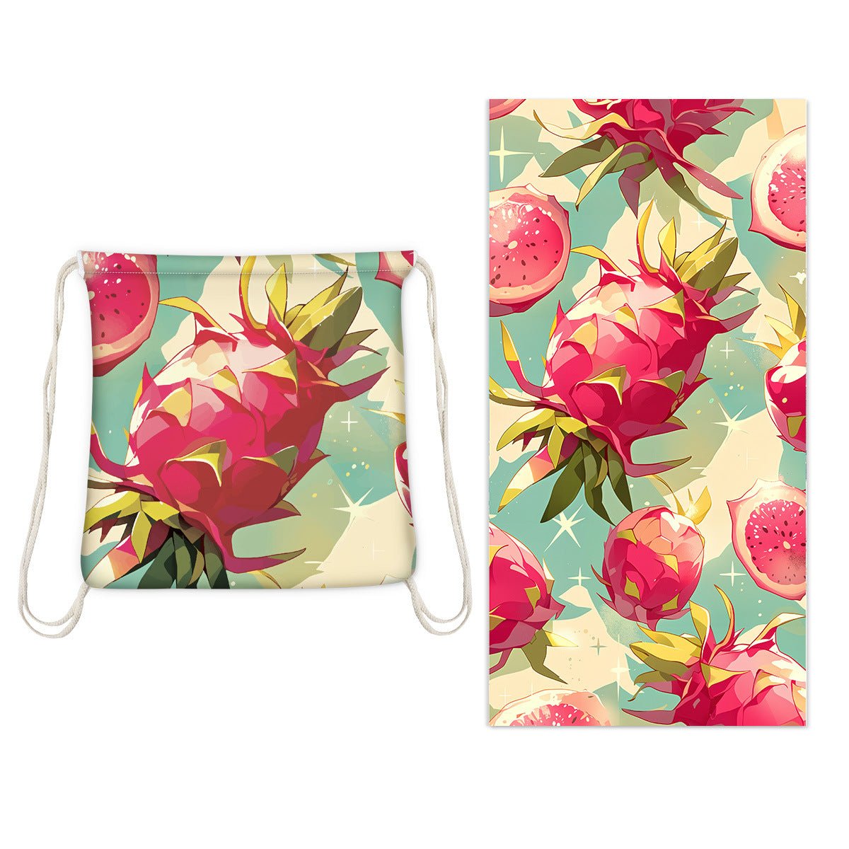 Dragon Fruit Drawstring beach towel | PRUSES - PRUSES