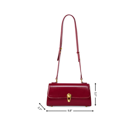 Brown Leather Flap Shoulder Bag Elegant Crossbody Purse with Buckle| PRUSES