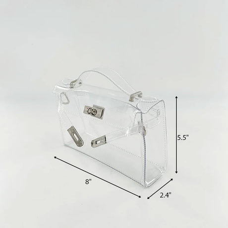Gold Clear Jelly Satchel Bag Top Handle Transparent Lock Summer Purse| PRUSES