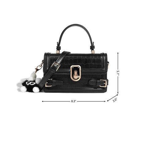 Women's Brown Croc Vegan Leather Flap Top Handdle Mini Shoulder Bags | PRUSES