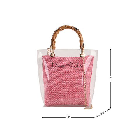 Clear Bags Bamboo Top Handle Transparent Woven Bucket Bag | PRUSES