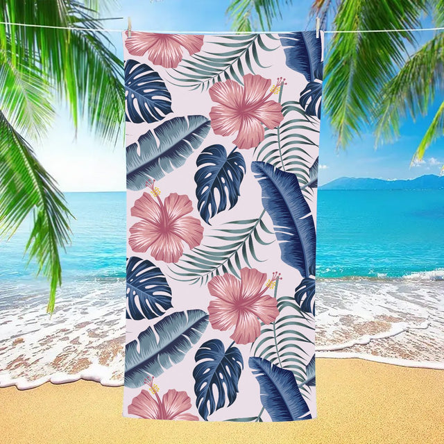 Floral Leaf Pattern Double - Faced Fleece Beach Towel | PRUSES - PRUSES