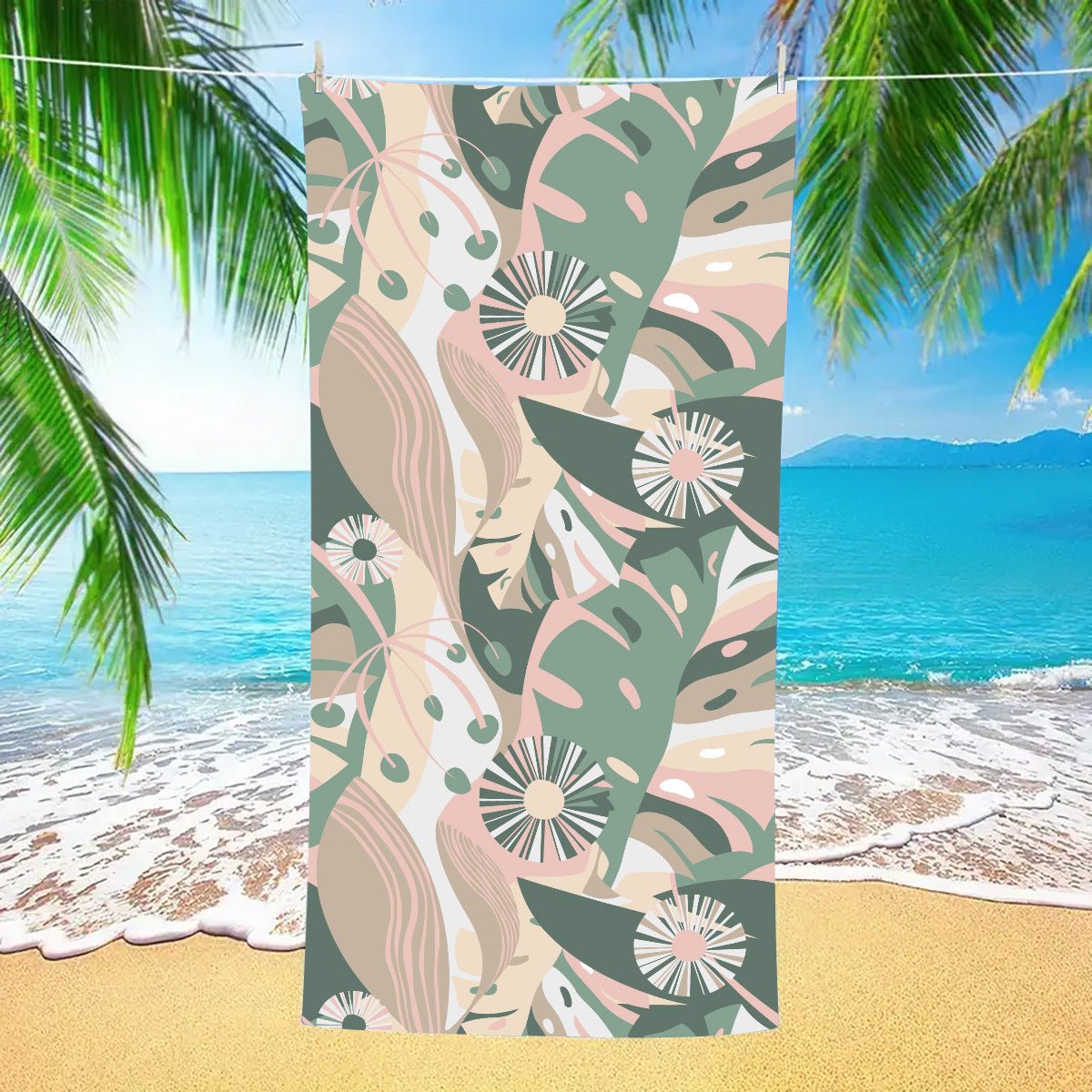 Floral Leaf Pattern Double - Faced Fleece Beach Towel | PRUSES - PRUSES