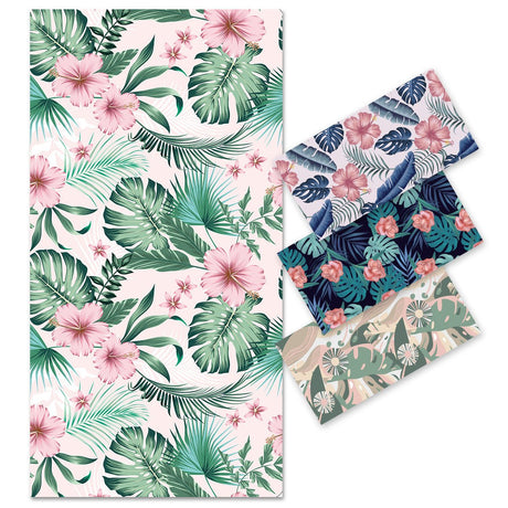 Floral Leaf Pattern Double - Faced Fleece Beach Towel | PRUSES - PRUSES