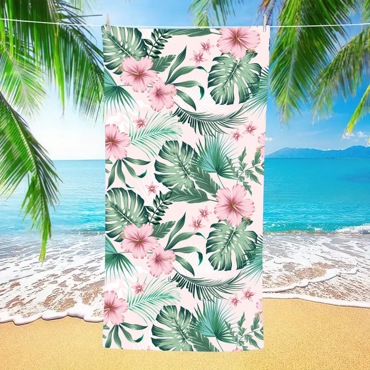 Floral Leaf Pattern Double - Faced Fleece Beach Towel | PRUSES - PRUSES