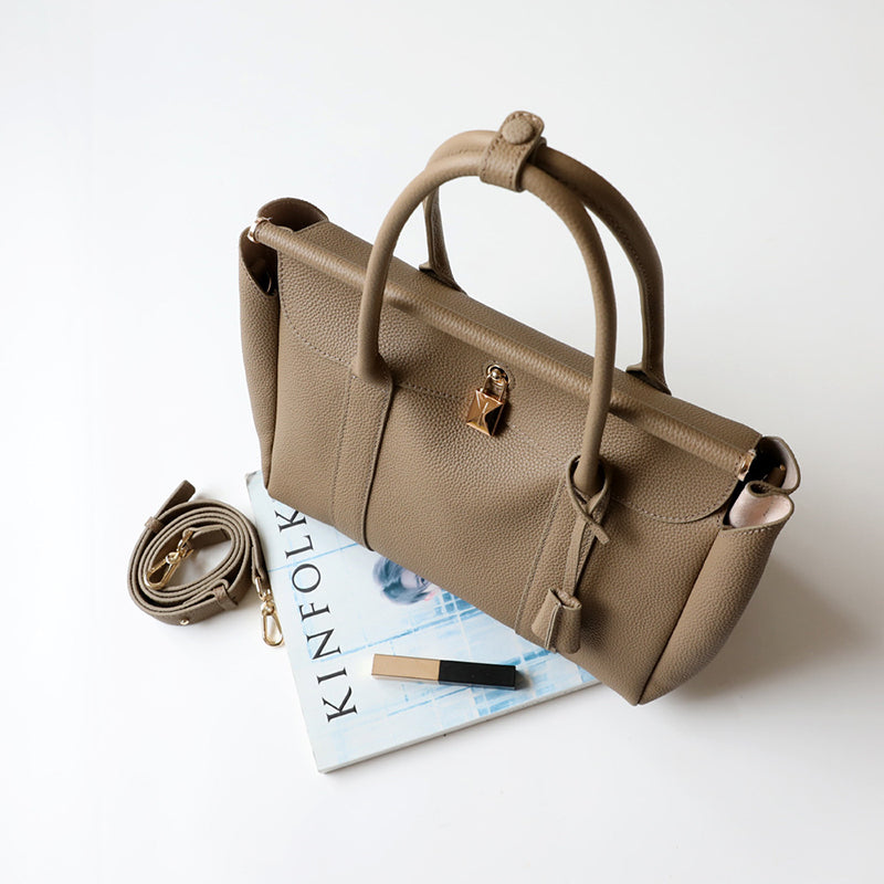 grey_leather_buckle_large_tote_bags_handbags_for_work_1