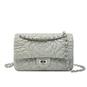 grey_leather_flower_embossed_chain_bag_quilted_shoulder_bags