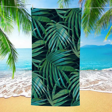 Jungle Leaf Print Double - Faced Fleece Beach Towel | PRUSES - PRUSES