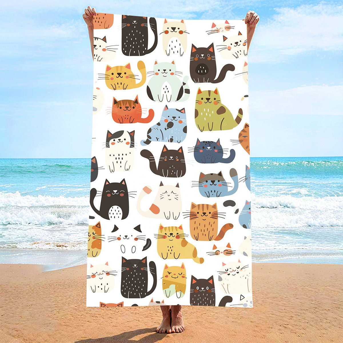 Kitten Illustration Beach Towel | PRUSES - PRUSES