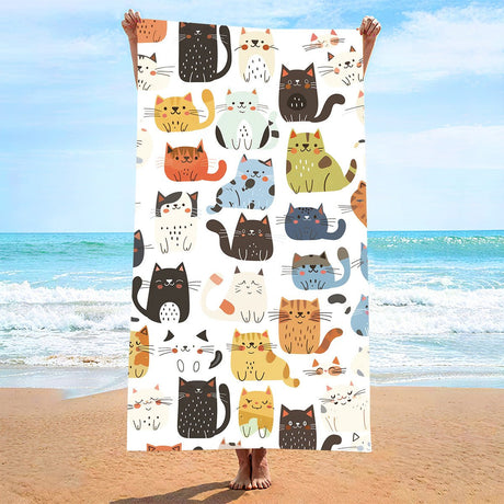 Kitten Illustration Beach Towel | PRUSES - PRUSES