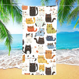Kitten Illustration Beach Towel | PRUSES - PRUSES