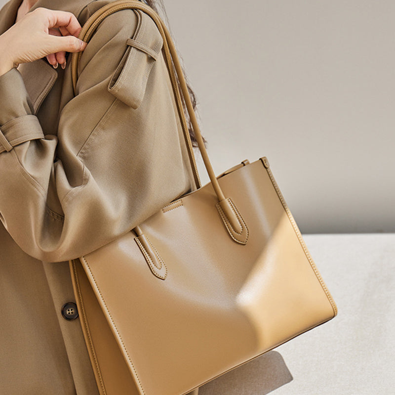 light_brown_genuine_leather_square_large_tote_bag_women_s_shoulder_bags_1