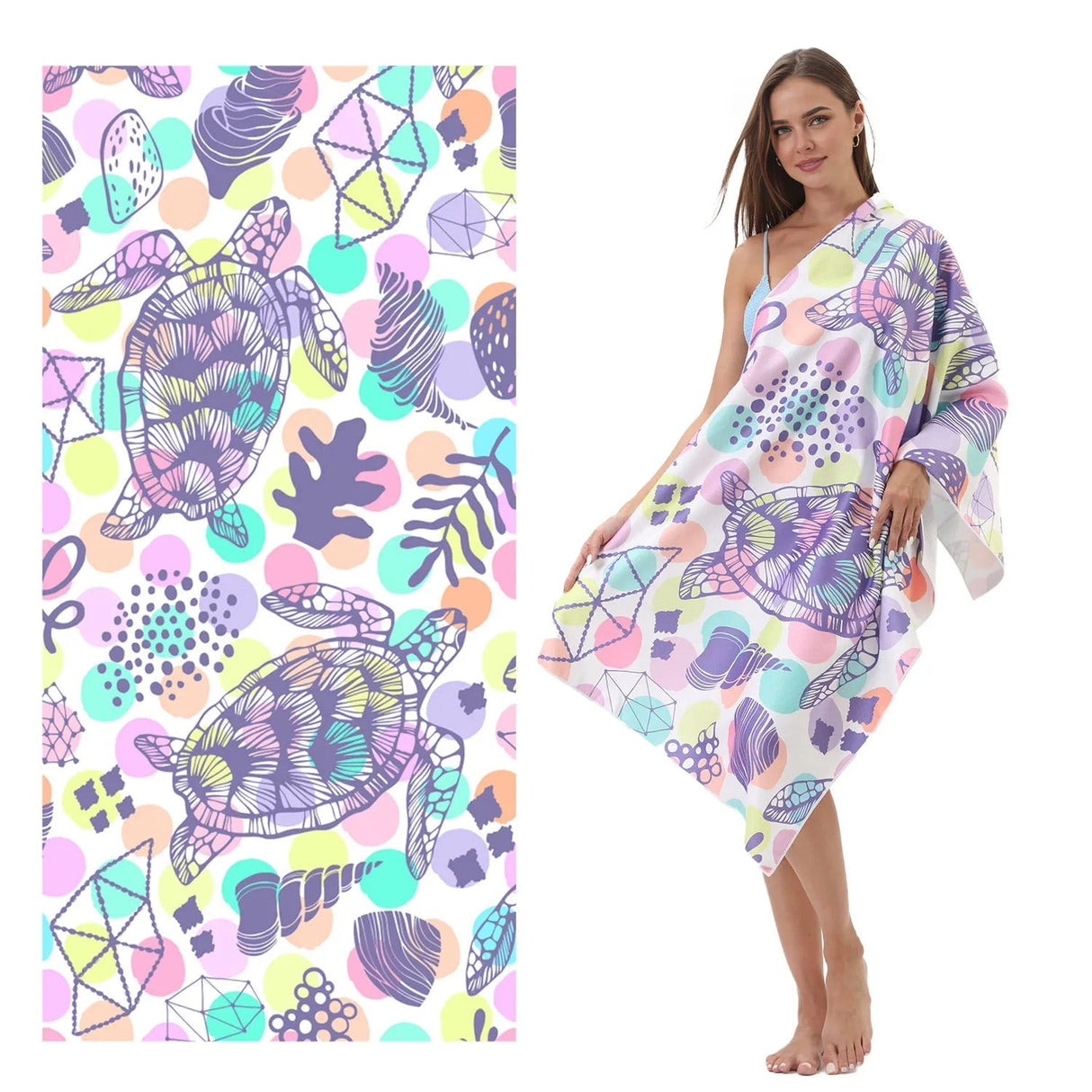 Lilac Turtle Print Beach Towel | PRUSES - PRUSES