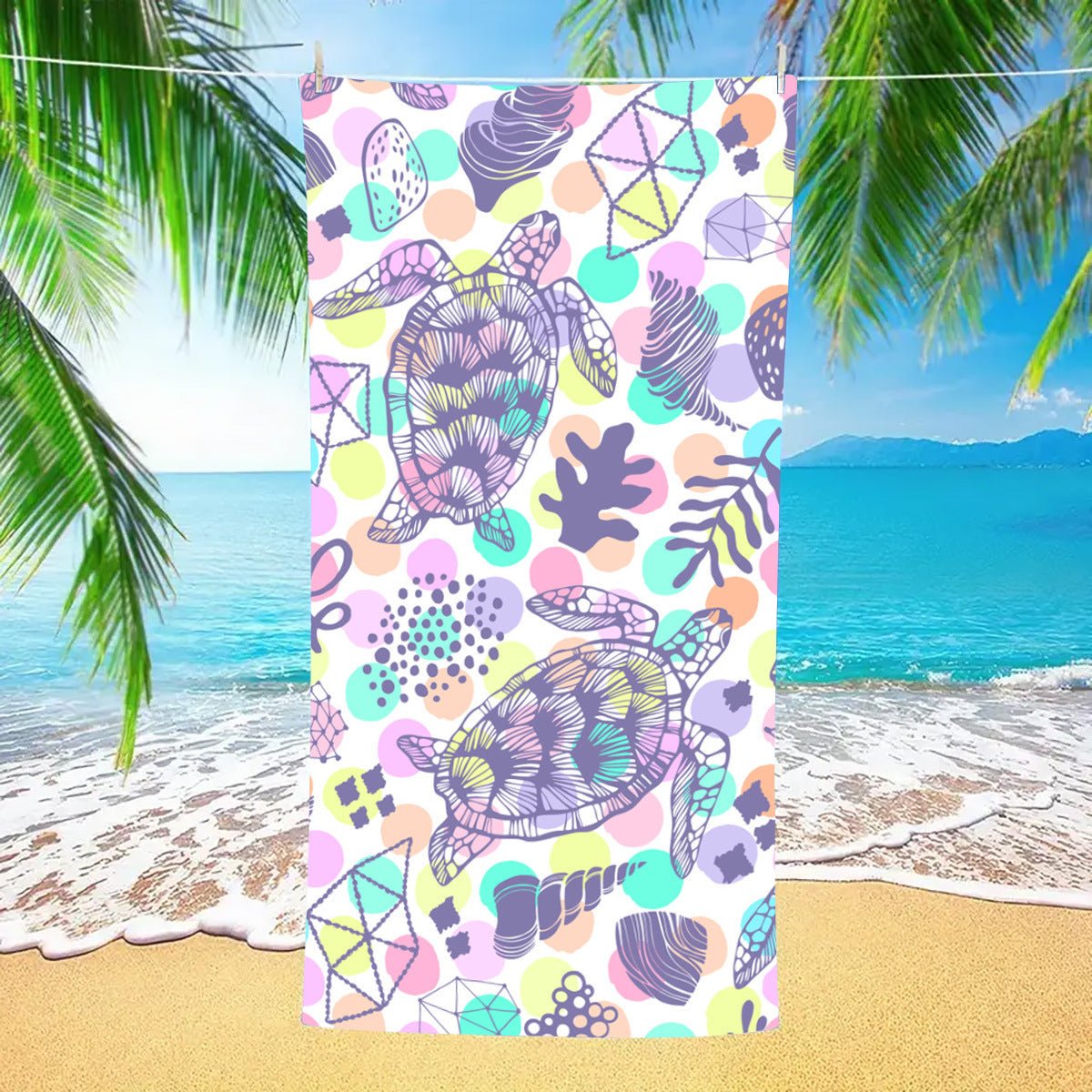 Lilac Turtle Print Beach Towel | PRUSES - PRUSES