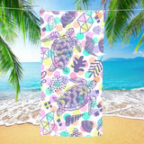 Lilac Turtle Print Beach Towel | PRUSES - PRUSES