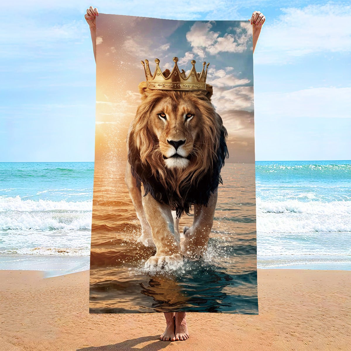 Lion Pattern Double - Faced Fleece Beach Towel | PRUSES - PRUSES