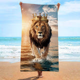 Lion Pattern Double - Faced Fleece Beach Towel | PRUSES - PRUSES