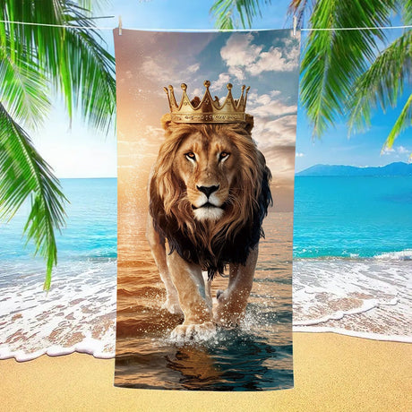 Lion Pattern Double - Faced Fleece Beach Towel | PRUSES - PRUSES