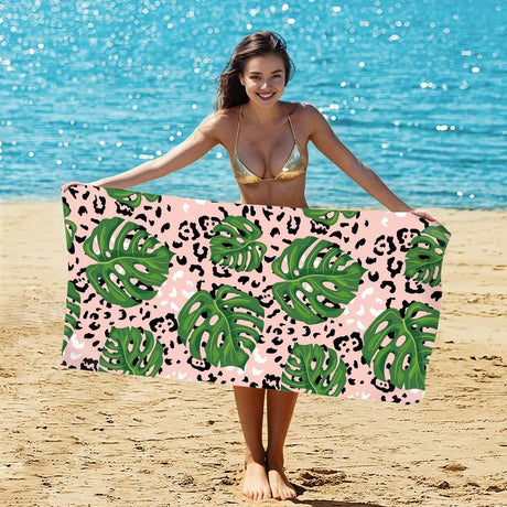 Monstera Leaf Double - Faced Fleece Beach Towel | PRUSES - PRUSES