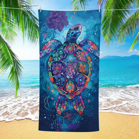 Multicolored Turtle Pattern Double - Faced Fleece Beach Towel | PRUSES - PRUSES