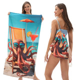 Octopus with sunglasses Drawstring Beach Towel | PRUSES - PRUSES
