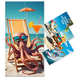 Octopus with sunglasses Drawstring Beach Towel | PRUSES - PRUSES