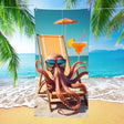 Octopus with sunglasses Drawstring Beach Towel | PRUSES - PRUSES