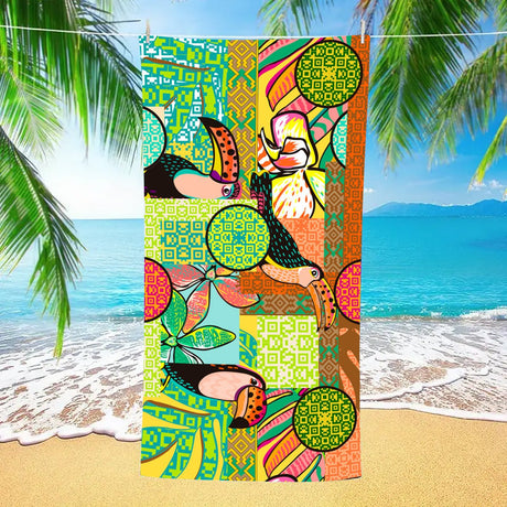 Patchwork Pattern Double - Faced Fleece Beach Towel | PRUSES - PRUSES