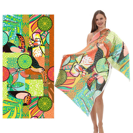 Patchwork Pattern Double - Faced Fleece Beach Towel | PRUSES - PRUSES