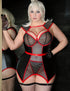 Plus Size Black Red Mesh Cutout Bustier Lingerie Set