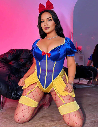 Plus Size Blue Yellow Fairytale Sexy Princess Costume Lingerie