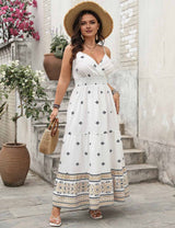 Women Plus Size Boho Floral Spaghetti Strap Maxi Dress