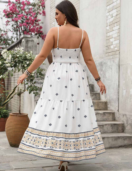 Women Plus Size Boho Floral Spaghetti Strap Maxi Dress