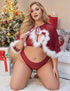 Plus Size Burgundy Christmas Cape Lingerie Set