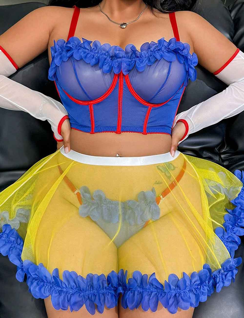 Plus Size Blue Fairytale Mesh Princess Costume Set