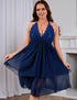 Plus Size Navy Blue Lace Halter Lingerie Dress