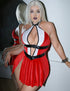 Plus Size Red Black Strappy Cutout Costume Dress