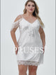 Women Plus Size White Ruffle Sleeve Lace Trim Nightgown pruses vedio