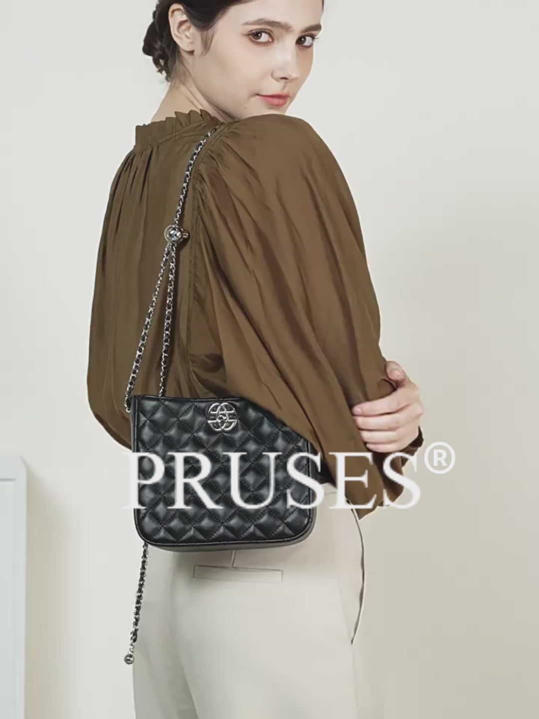 women Genuine Leather Chain Bag Quilted Crossbody Bag