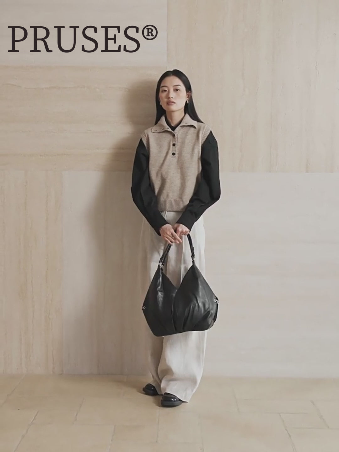 Women’s Genuine Leather Everyday Large Tote Bag PRUSES dedetail vedio