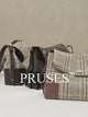 women Genuine Leather Patchwork Houndstooth Bag  pruses vedio