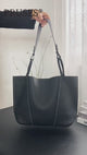 Womens Genuine Leather Contrast-Stitch Shoulder Tote Bag detail PRUSES vedio