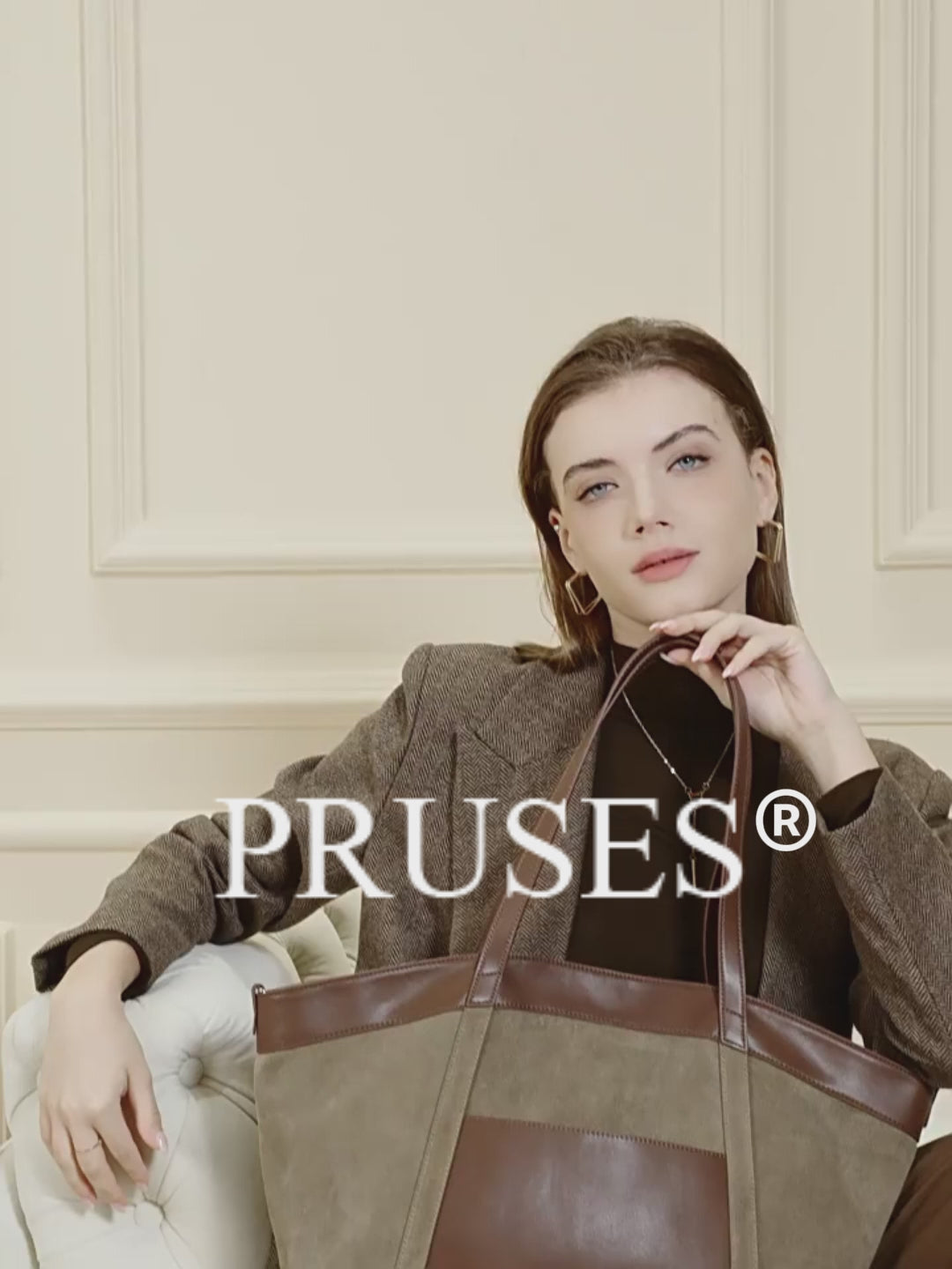 Women's Large Capacity Suede Leather Tote Bag detail view