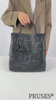 Womens Cowhide Rose-Embossed Crossbody Tote Bag detail PRUSES vedio

