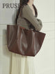 Women’s Minimalist Genuine Leather Large Tote Bag PRUSES detail vedio