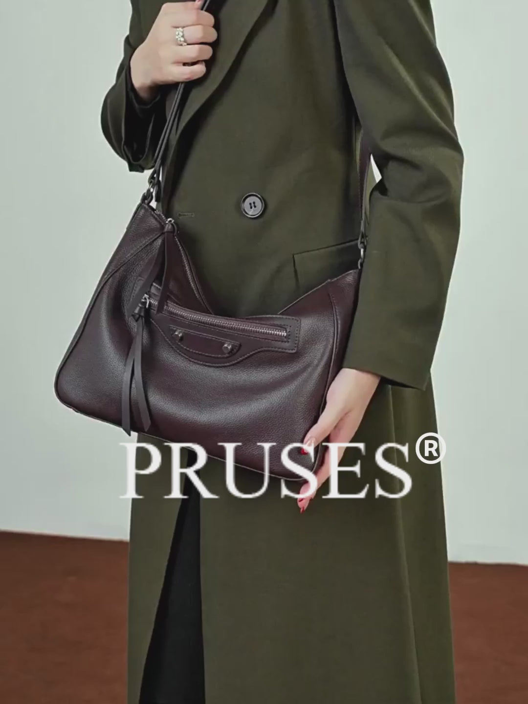 Womens Genuine Leather Slouchy Hobo Shoulder Bag pruses vedio