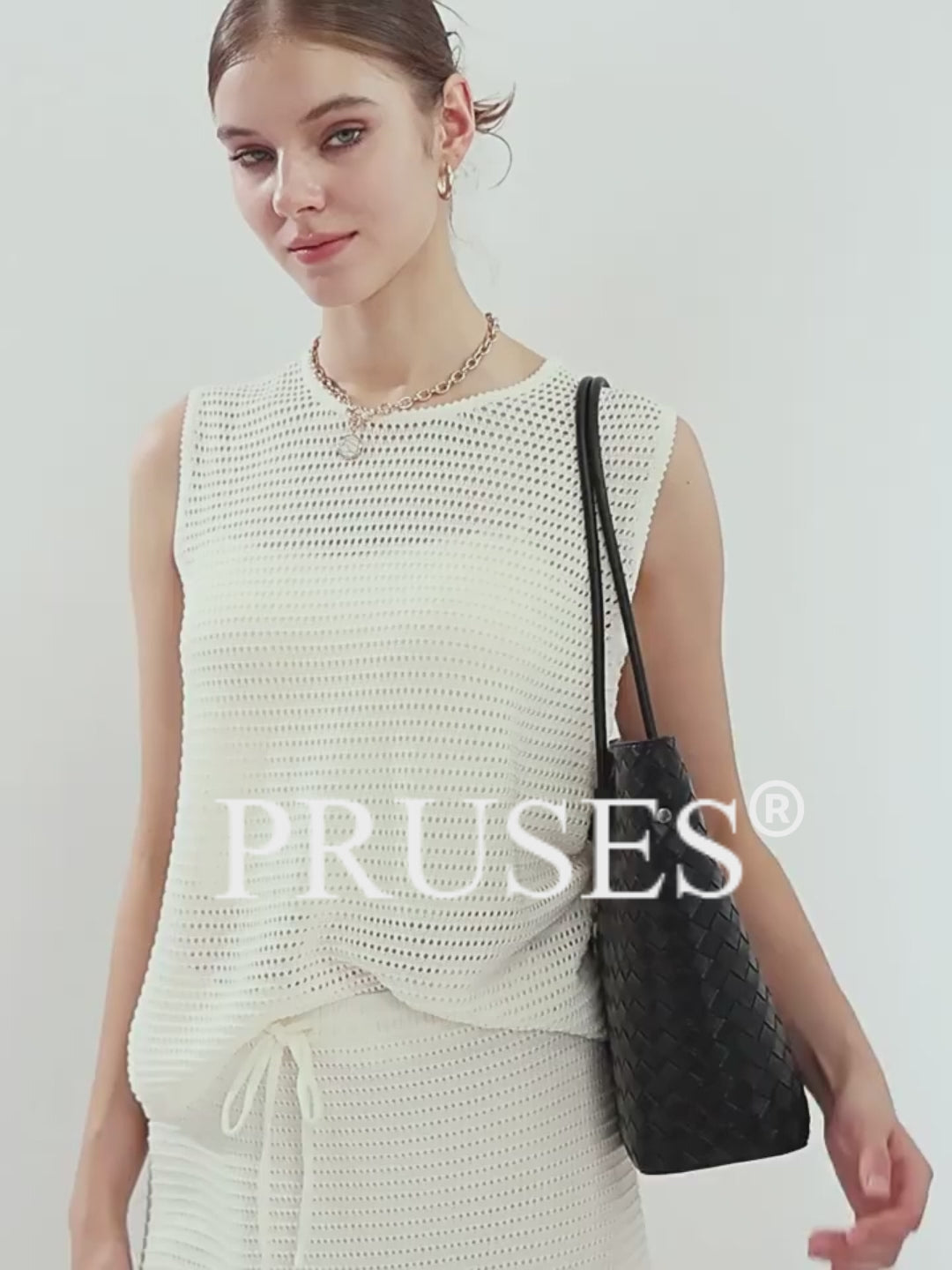 Women's Genuine Leather Large Capacity Woven Tote Bag | PRUSES